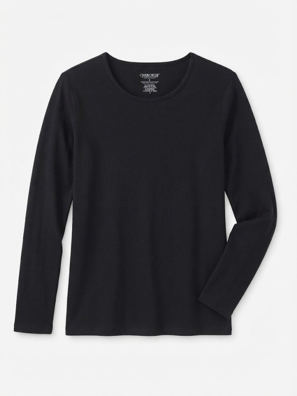 Cherokee Black Long Sleeve Crewneck Cotton Blend Basic Tee Size L